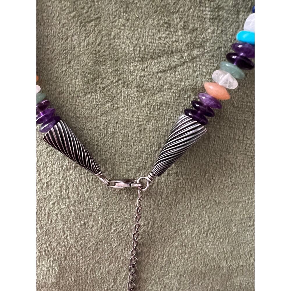 Sterling Stone Necklace 24” Amethyst Turquoise Lapis Quartz 925 Carolyn Pollack - Picture 5 of 8